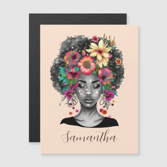 Blommigt Elegant Afro Woman (Fram/baksida)