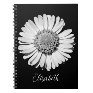 Blommigt Elegant Big Black and White Daisy Lägg ti Anteckningsbok