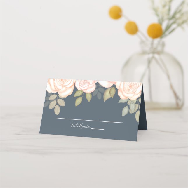 Blommigt Elegant  Blommigt Blue Guest Bröllop Placeringskort (Framsida)