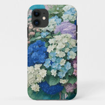 Blommigt Elegant Blue Hydrangeas iphone case