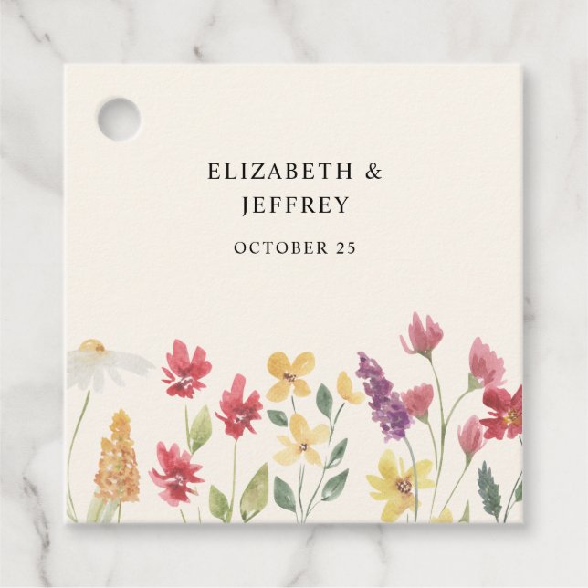 Blommigt Elegant Boho Summer Wildblommor Bröllop Gåvor Etiketter (Framsida)