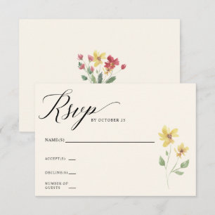 Blommigt Elegant Boho Summer Wildblommor Bröllop OSA Kort