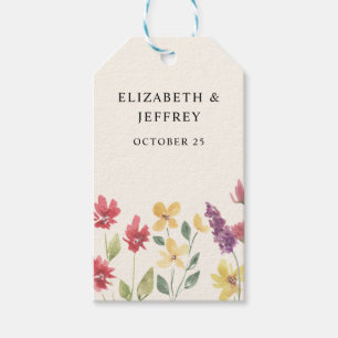 Blommigt Elegant Boho Summer Wildblommor Bröllop Presentetikett