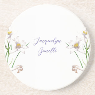 Blommigt Elegant Chic Calligraphy Namn Lithograph Underlägg