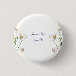 Blommigt Elegant Chic Cute Calligraphy Add Namn Knapp