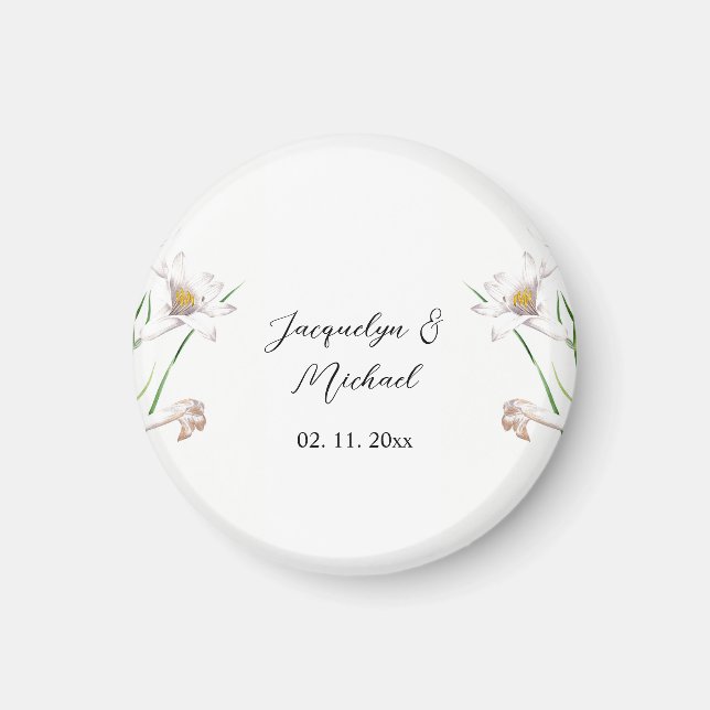Blommigt Elegant Chic Cute Calligraphy Add Namn Magnet (Framsidan)