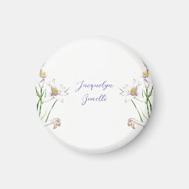 Blommigt Elegant Chic Cute Calligraphy Add Namn Magnet