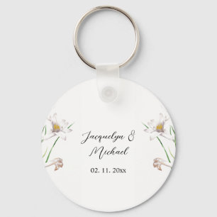 Blommigt Elegant Chic Cute Calligraphy Add Namn Nyckelring