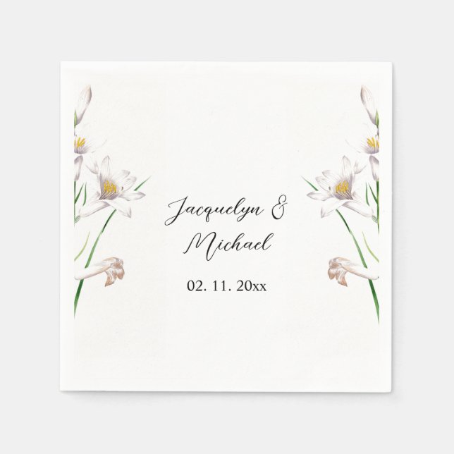 Blommigt Elegant Chic Cute Calligraphy Add Namn Pappersservett (Framsidan)