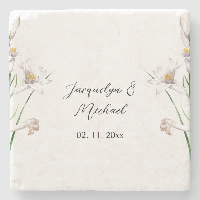 Blommigt Elegant Chic Cute Calligraphy Add Namn Stenunderlägg (Framsidan)