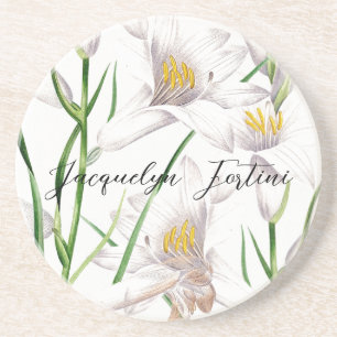 Blommigt Elegant Chic Cute Calligraphy Add Namn Underlägg