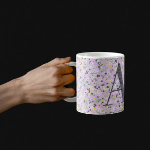 Blommigt Elegant Classy Monogram A lilach w/fras Kaffemugg