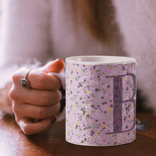 Blommigt Elegant Classy Monogram B lilach w/fras Kaffemugg