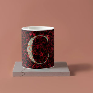 Blommigt Elegant Classy Monogram C röd med fras Kaffemugg