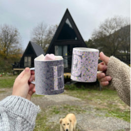 Blommigt Elegant Classy Monogram E lila med fras Kaffemugg