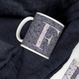 Blommigt Elegant Classy Monogram F lila med fras Kaffemugg