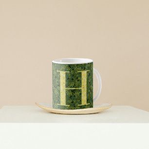 Blommigt Elegant Classy Monogram H-grönt med fras Kaffemugg