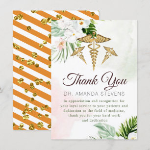 Blommigt Elegant Doktor Sjuksköterskekort tack