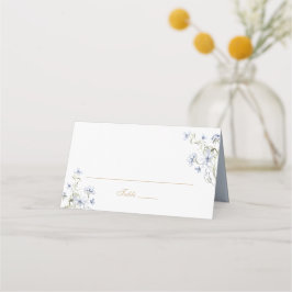 Blommigt Elegant Dusty Blue Bröllop Place Card Placeringskort