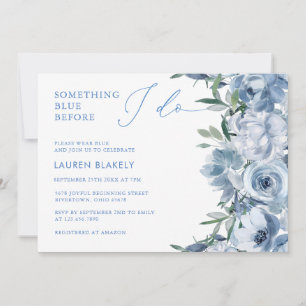 Blommigt Elegant Dusty Blue-Möhippa Inbjudningar