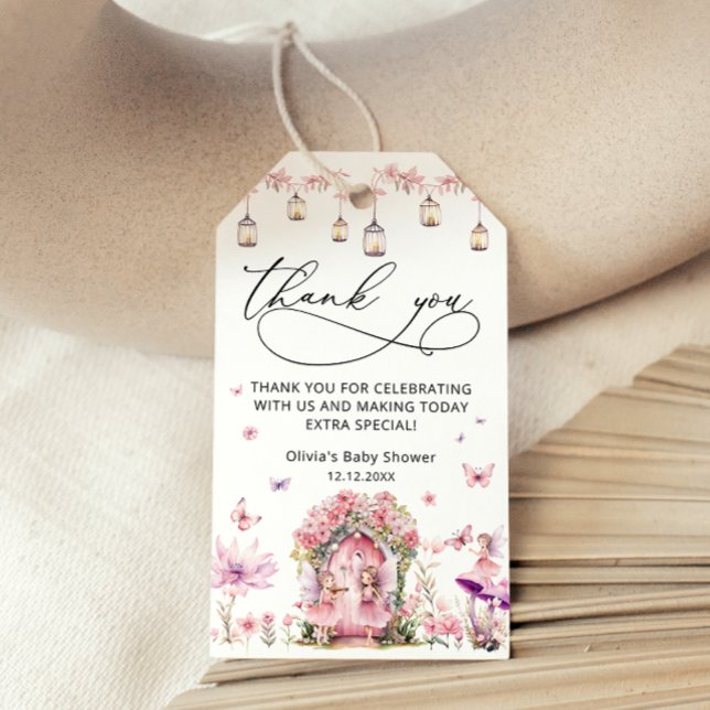 Blommigt Elegant Fairy Garden Baby Shower Tack Presentetikett (Skapare uppladdad)