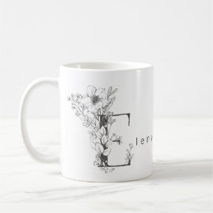 Blommigt Elegant för botaniskt monogram Anpassning Kaffemugg