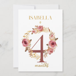 Blommigt Elegant - första årets Baby-milstolpe-kor Inbjudningar