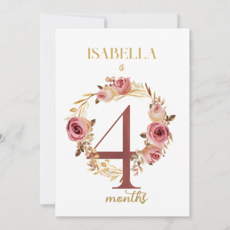 Blommigt Elegant - första årets Baby-milstolpe-kor Inbjudningar
