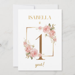 Blommigt Elegant - första årets Baby-milstolpe-kor Inbjudningar