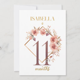 Blommigt Elegant - första årets Baby-milstolpe-kor Inbjudningar