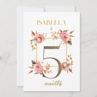 Blommigt Elegant - första årets Baby-milstolpe-kor Inbjudningar