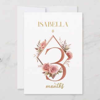 Blommigt Elegant - första årets Baby-milstolpe-kor Inbjudningar