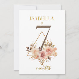 Blommigt Elegant - första årets Baby-milstolpe-kor Inbjudningar