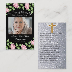 Blommigt Elegant Funeral Memorial Prayer Photo Car Visitkort