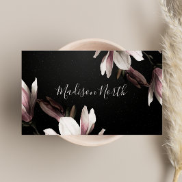 Blommigt Elegant Girly Professionell Black & Lila Visitkort