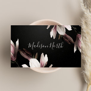 Blommigt Elegant Girly Professionell Black & Lila Visitkort
