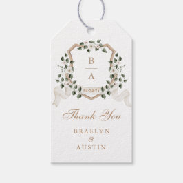 Blommigt Elegant Greenery Ivy Vapensköld Tack Presentetikett