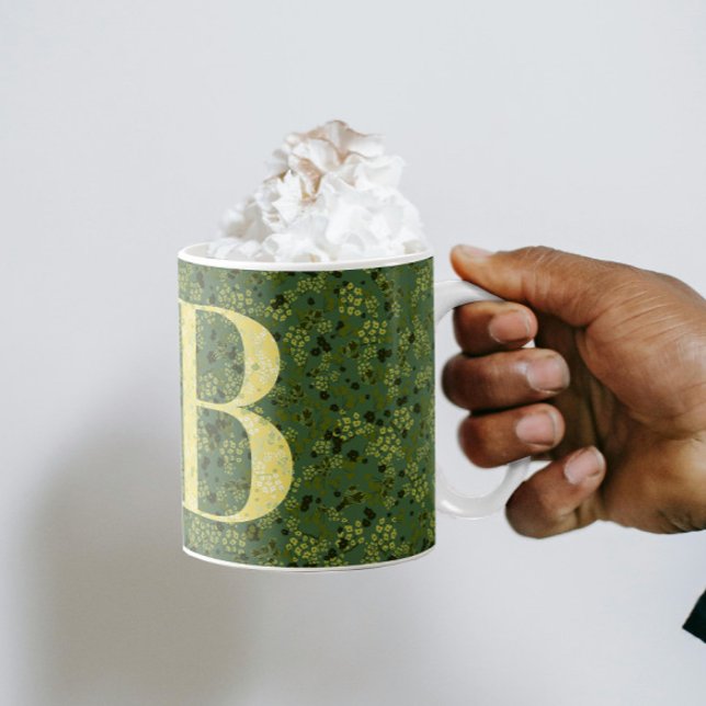 Blommigt Elegant, grönt B, klass B, med fras Kaffemugg (Skapare uppladdad)