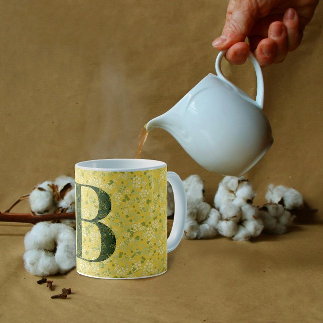 Blommigt Elegant, gult B, klass B, med fras Kaffemugg (Skapare uppladdad)