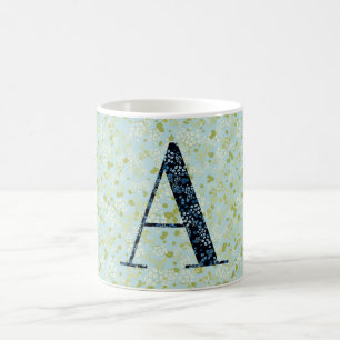 Blommigt Elegant, klass Monogram A blått med fras Kaffemugg