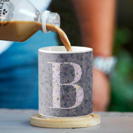 Blommigt Elegant, klass Monogram B-lila, med fras Kaffemugg