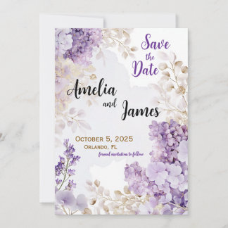 Blommigt Elegant Lavender Bröllop spara datum Inbjudningar