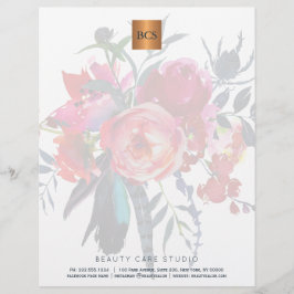 Blommigt elegant metallisk koppar av guld monogram brevhuvud