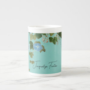 Blommigt Elegant Minimalistisk kalligrafi, lägg ti Benporslin Mugg