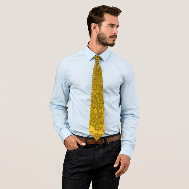 Blommigt Elegant Mustard Gult Bröllop Neck Tie Slips (In Situ)