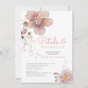 Blommigt Elegant Petals och Prosecco Möhippa Inbjudningar