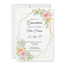 Blommigt elegant Quinceañera-inbjudan