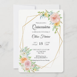 Blommigt elegant Quinceañera-inbjudan Inbjudningar