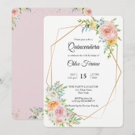 Blommigt elegant Quinceañera-inbjudan Inbjudningar