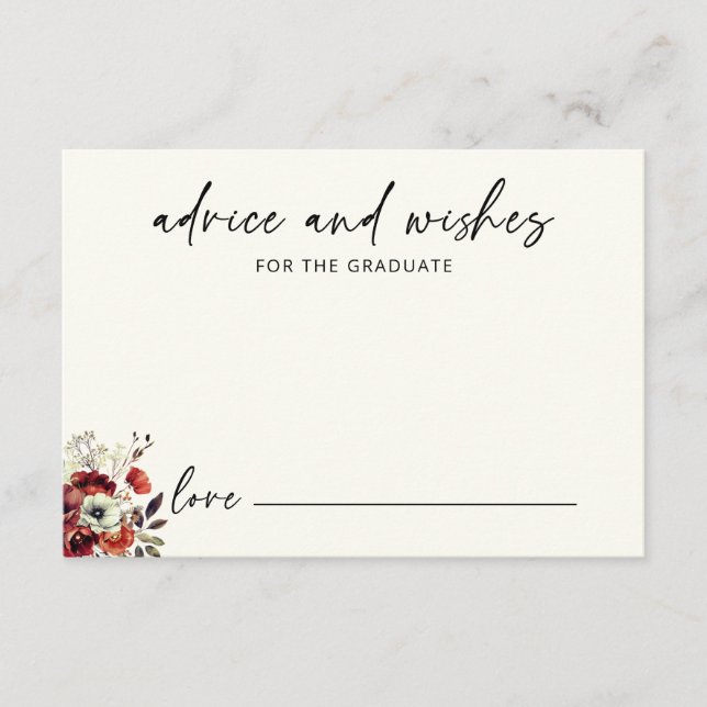 Blommigt Elegant Råd för Student Studenten Tilläggskort (Framsida)